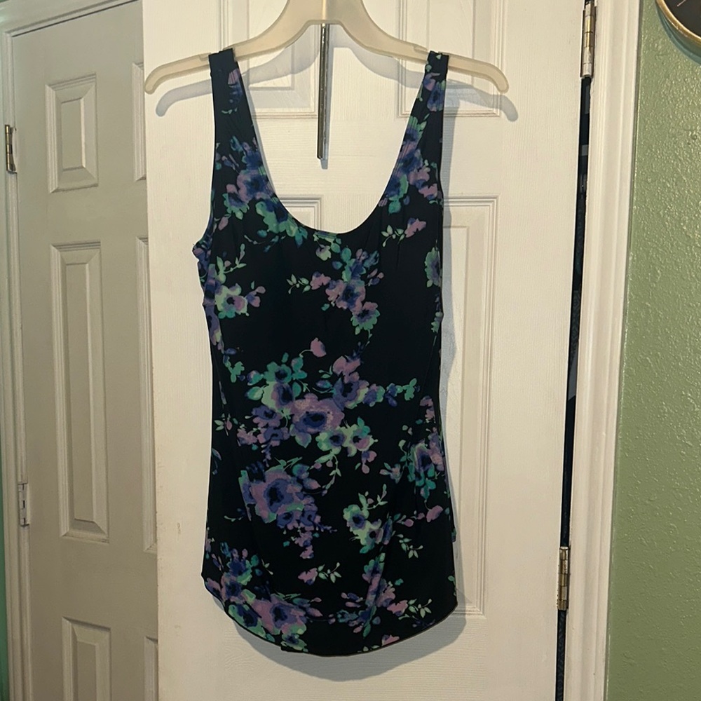 Floral One Piece Women's Swimsuit- Black and Purple
